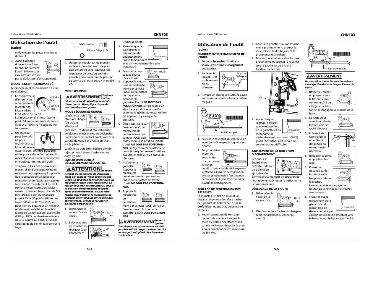 Built to last, Attention, Utilisation de l'outil | Campbell Hausfeld NARROW CROWN STAPLER CHN103 User Manual | Page 12 / 12