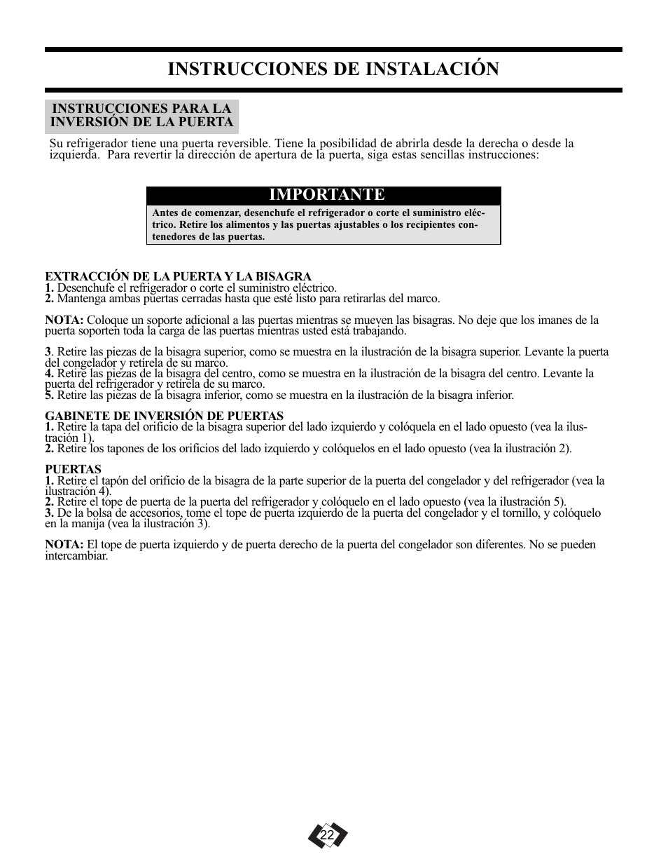 Instrucciones de instalación, Importante | Danby DFF092C1WDB User Manual | Page 24 / 32