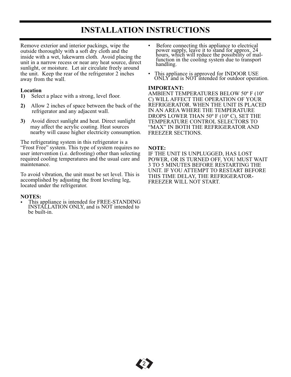 Installation instructions | Danby DFF092C1WDB User Manual | Page 4 / 32