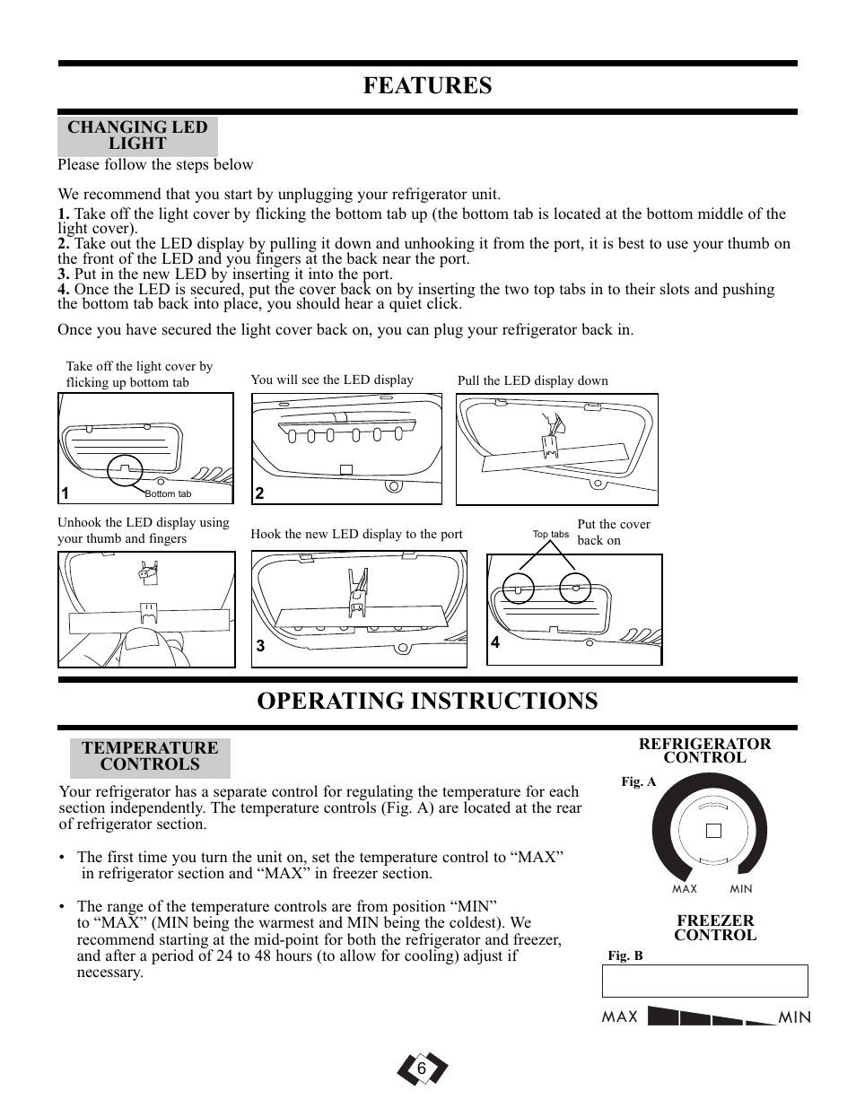 Operating instructions, Features | Danby DFF092C1WDB User Manual | Page 8 / 32