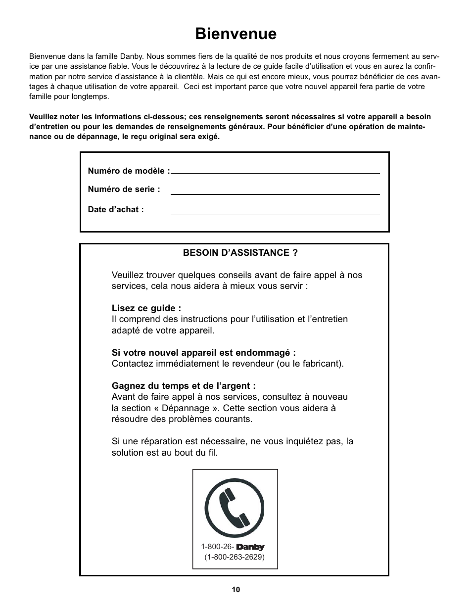 Bienvenue | Danby DFF100C1WDB User Manual | Page 13 / 33