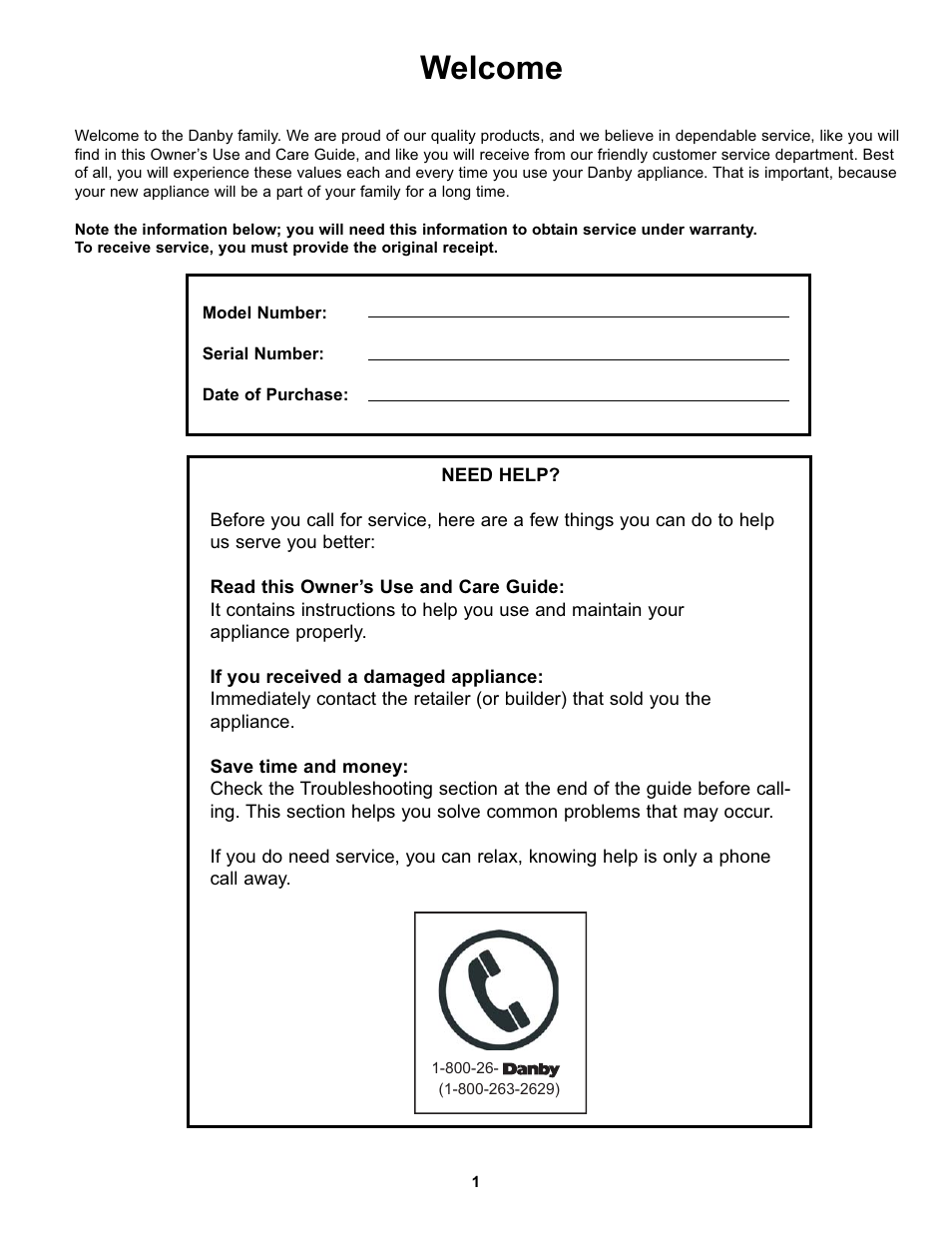 Welcome | Danby DFF123C1WDBL User Manual | Page 3 / 32