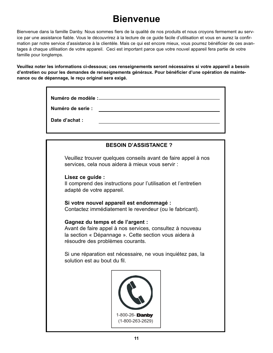 Bienvenue | Danby DFF123C2BSSDD User Manual | Page 14 / 34