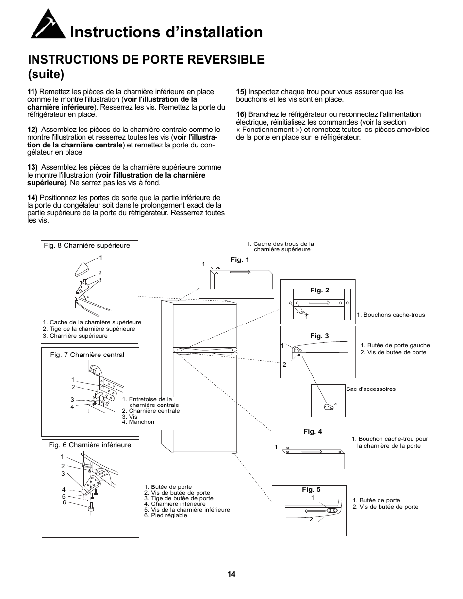 Instructions d’installation, Instructions de porte reversible (suite) | Danby DFF123C2BSSDD User Manual | Page 17 / 34