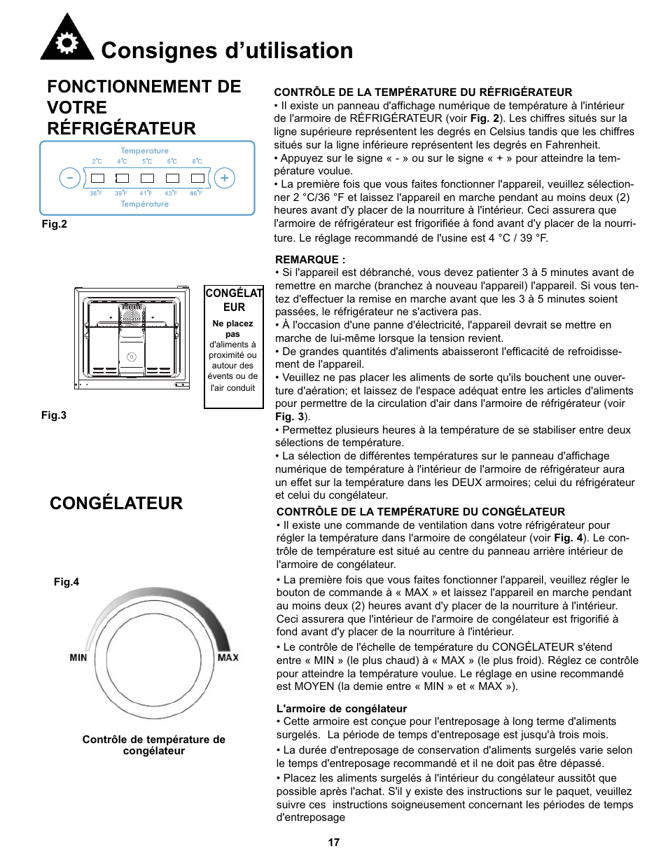 Consignes d’utilisation, Congélateur, Fonctionnement de votre réfrigérateur | Danby DFF123C2BSSDD User Manual | Page 20 / 34