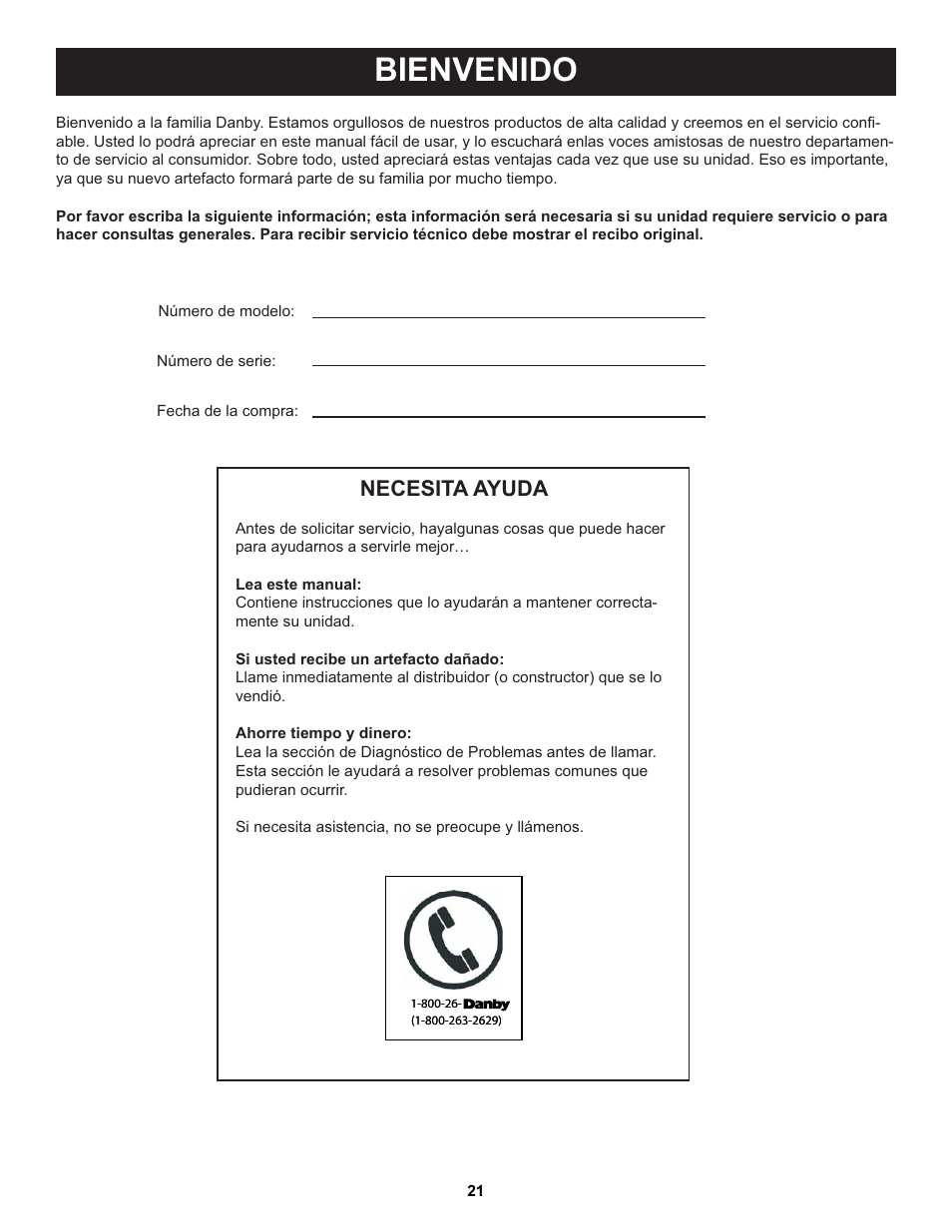 Bienvenido, Necesita ayuda | Danby DFF123C2BSSDD User Manual | Page 24 / 34