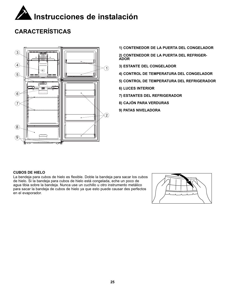 Instrucciones de instalación, Características | Danby DFF123C2BSSDD User Manual | Page 28 / 34