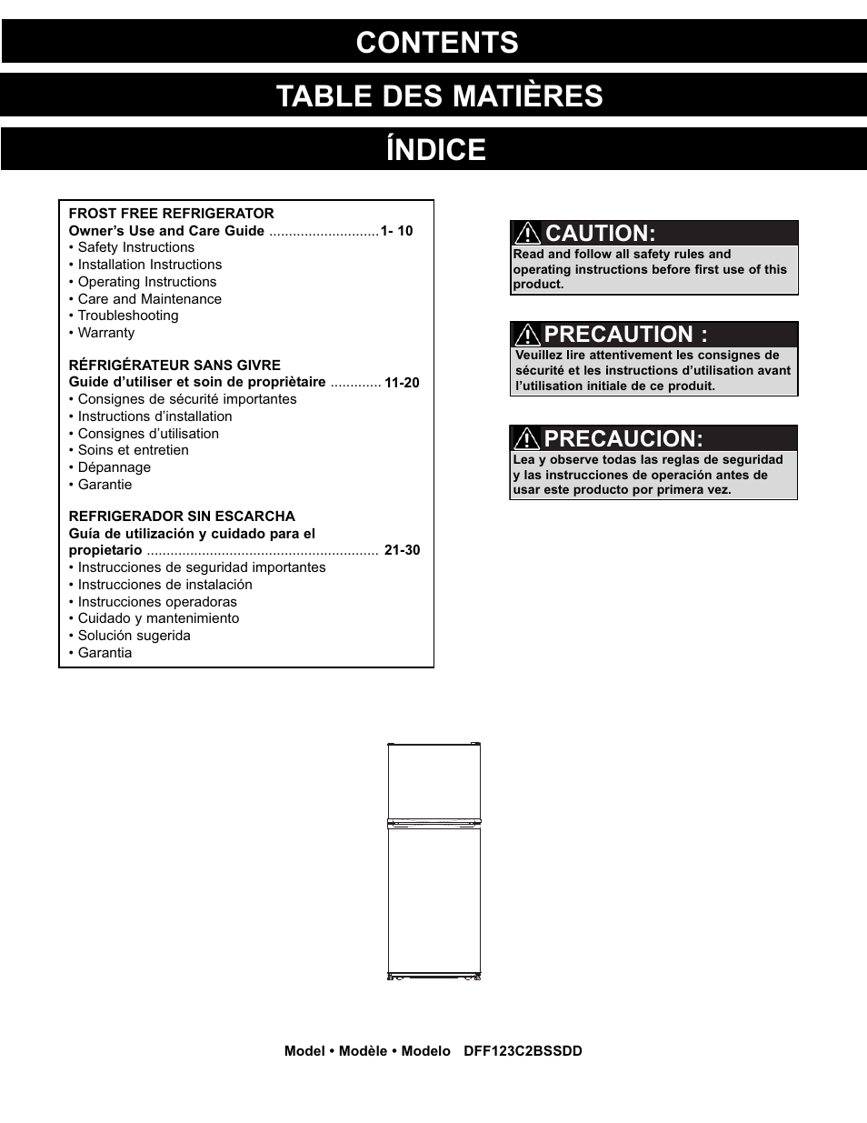 Danby DFF123C2BSSDD User Manual | Page 3 / 34