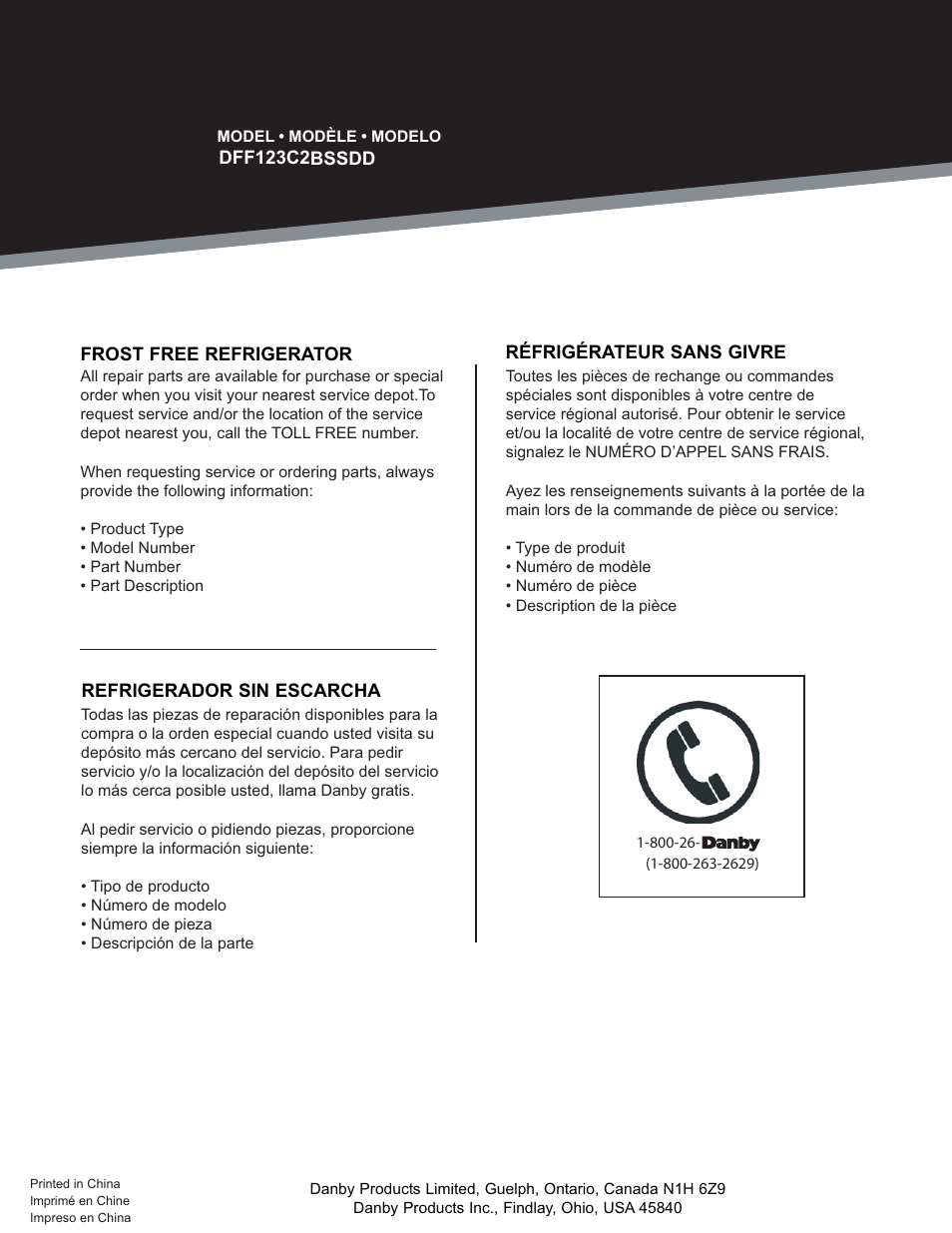 Danby DFF123C2BSSDD User Manual | Page 34 / 34