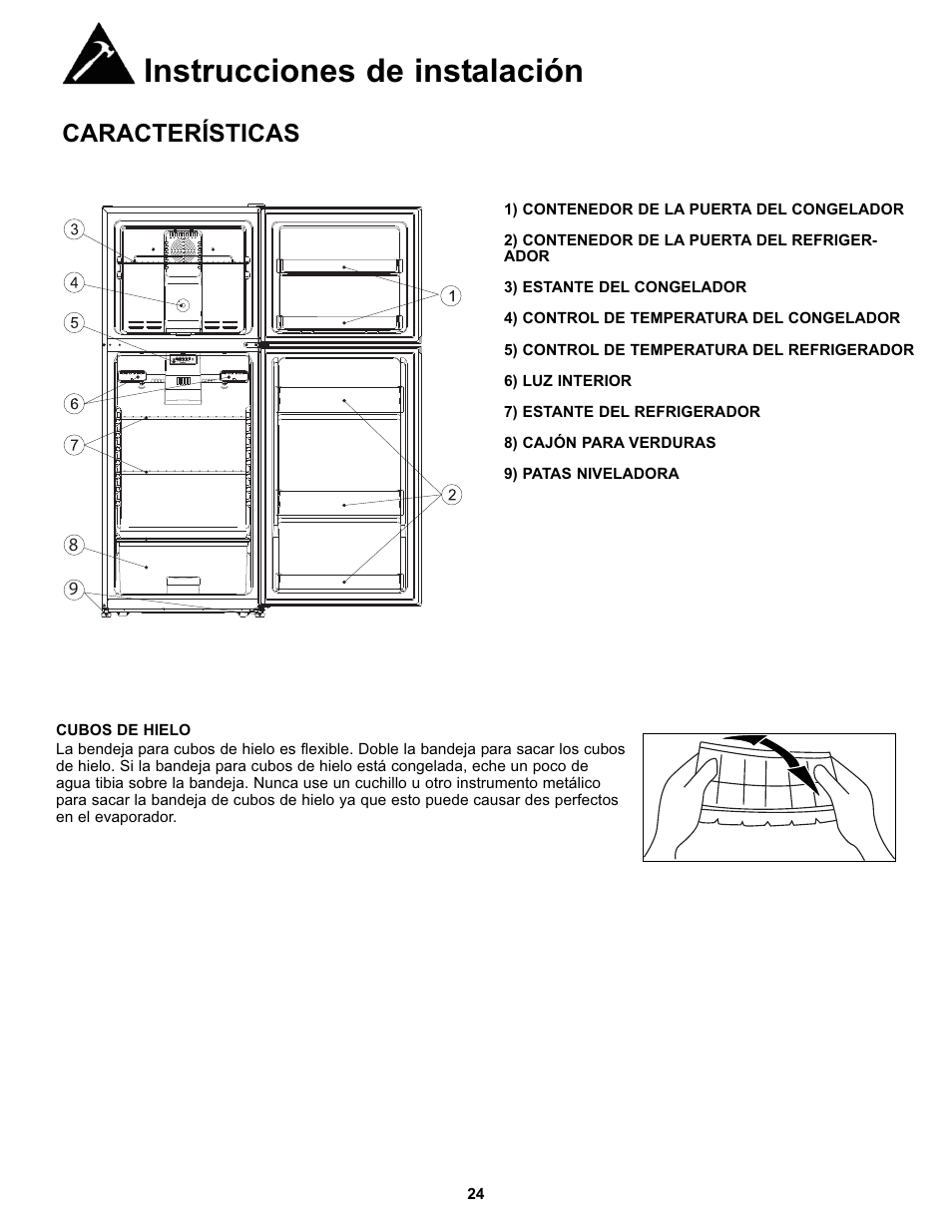 Instrucciones de instalación, Características | Danby DFF123C2WDD User Manual | Page 26 / 32