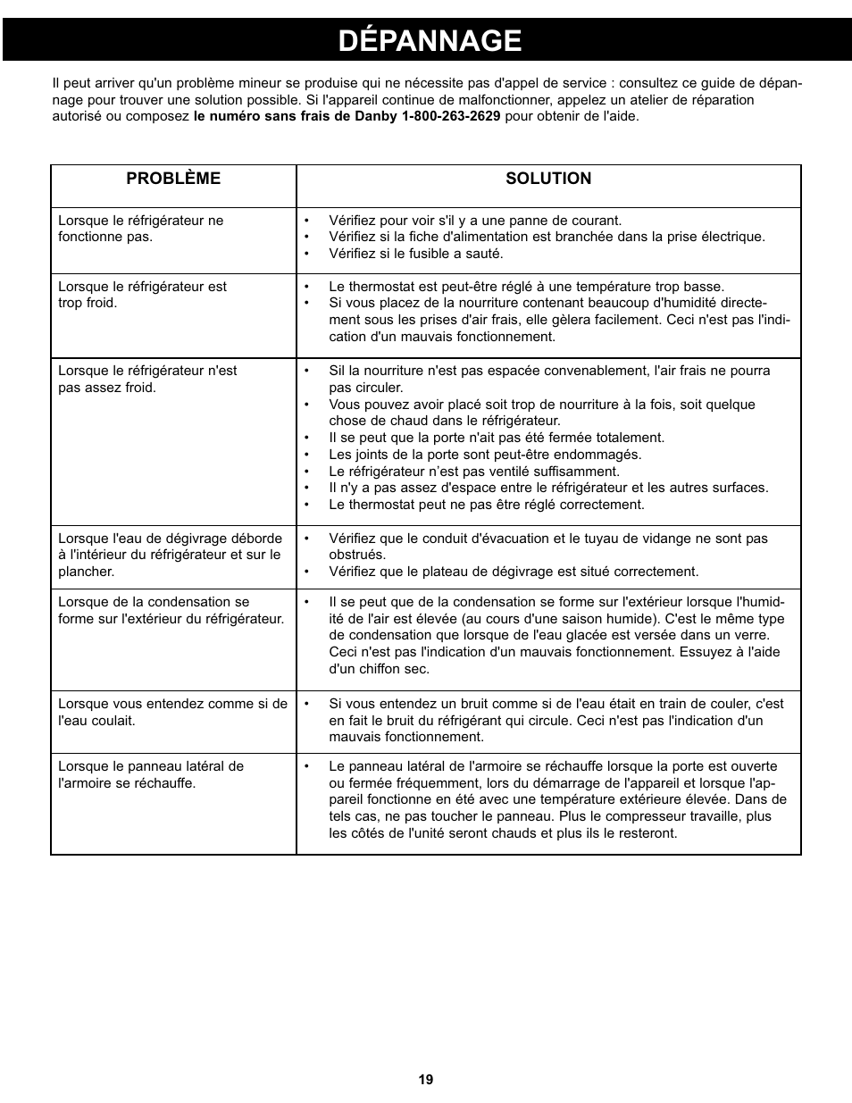Dépannage | Danby DPF074B1WDB User Manual | Page 21 / 33