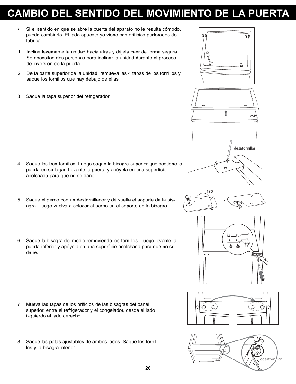 Cambio del sentido del movimiento de la puerta | Danby DPF074B1WDB User Manual | Page 28 / 33