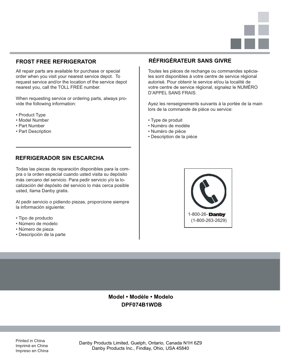 Danby DPF074B1WDB User Manual | Page 33 / 33