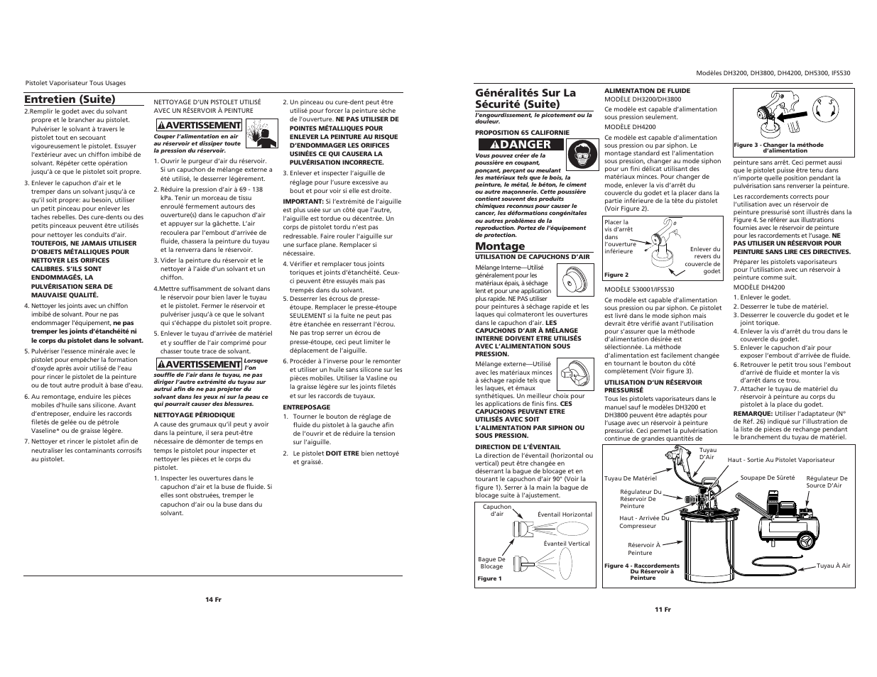 Danger, Entretien (suite), Généralités sur la sécurité (suite) | Montage | Campbell Hausfeld IFS530  EN User Manual | Page 11 / 12