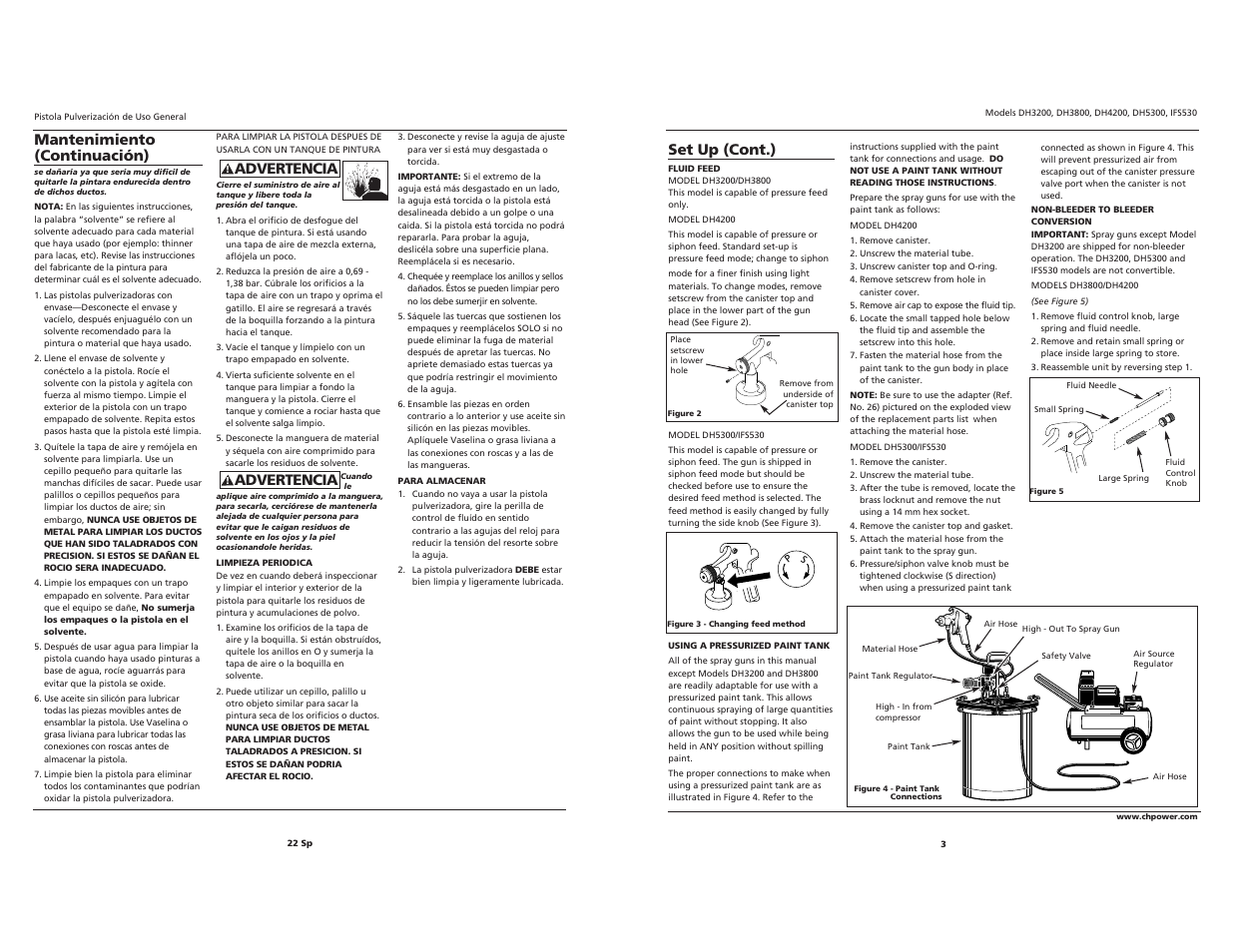 Mantenimiento (continuación), Advertencia, Set up (cont.) | Campbell Hausfeld IFS530  EN User Manual | Page 3 / 12