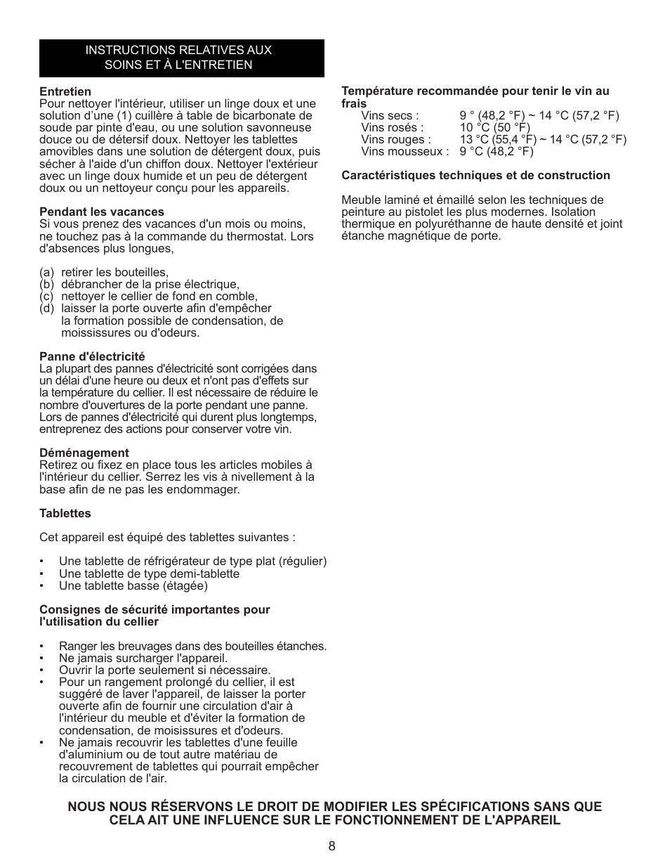 Danby DWC172BLPDB User Manual | Page 9 / 17