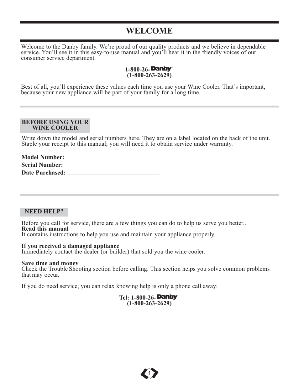 Welcome | Danby DWC508BLS User Manual | Page 2 / 29