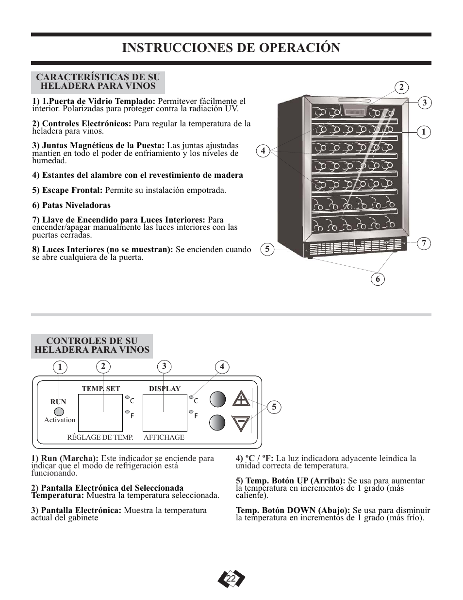 Instrucciones de operación | Danby DWC508BLS User Manual | Page 23 / 29