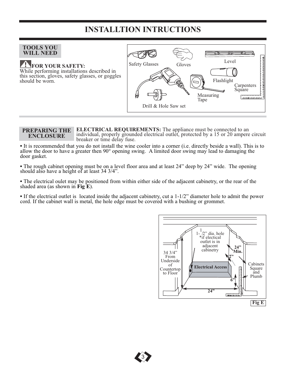 Installtion intructions | Danby DWC508BLS User Manual | Page 4 / 29