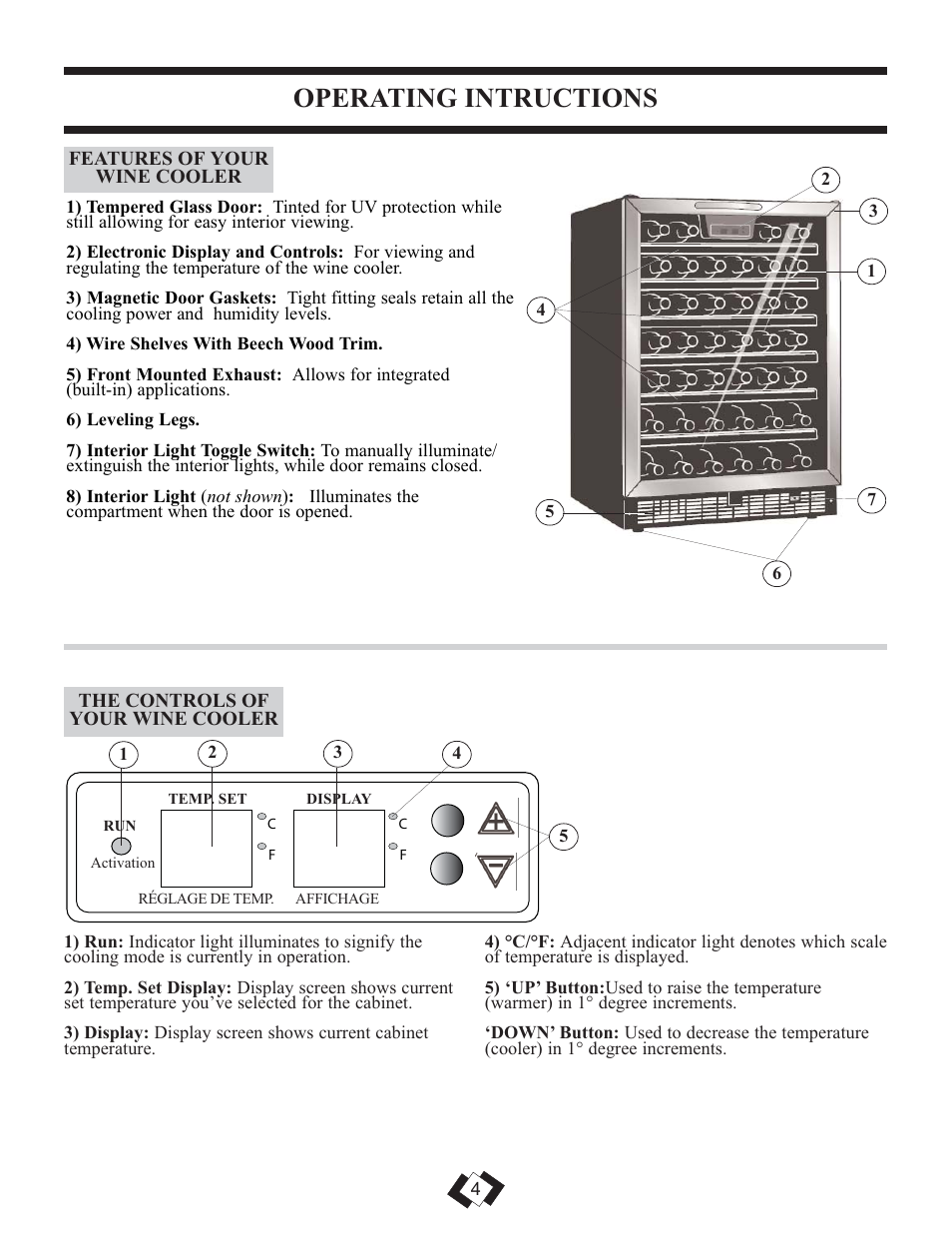 Operating intructions | Danby DWC508BLS User Manual | Page 5 / 29