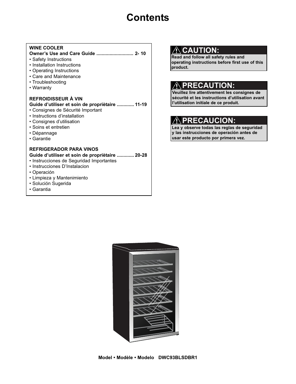 Danby DWC93BLSDBR1 User Manual | Page 2 / 30