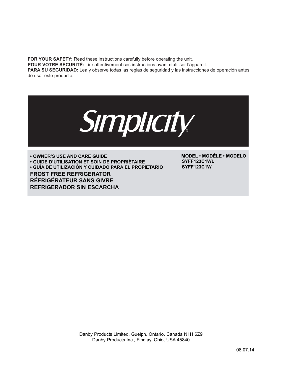 Danby SYFF123C1WL User Manual | 32 pages