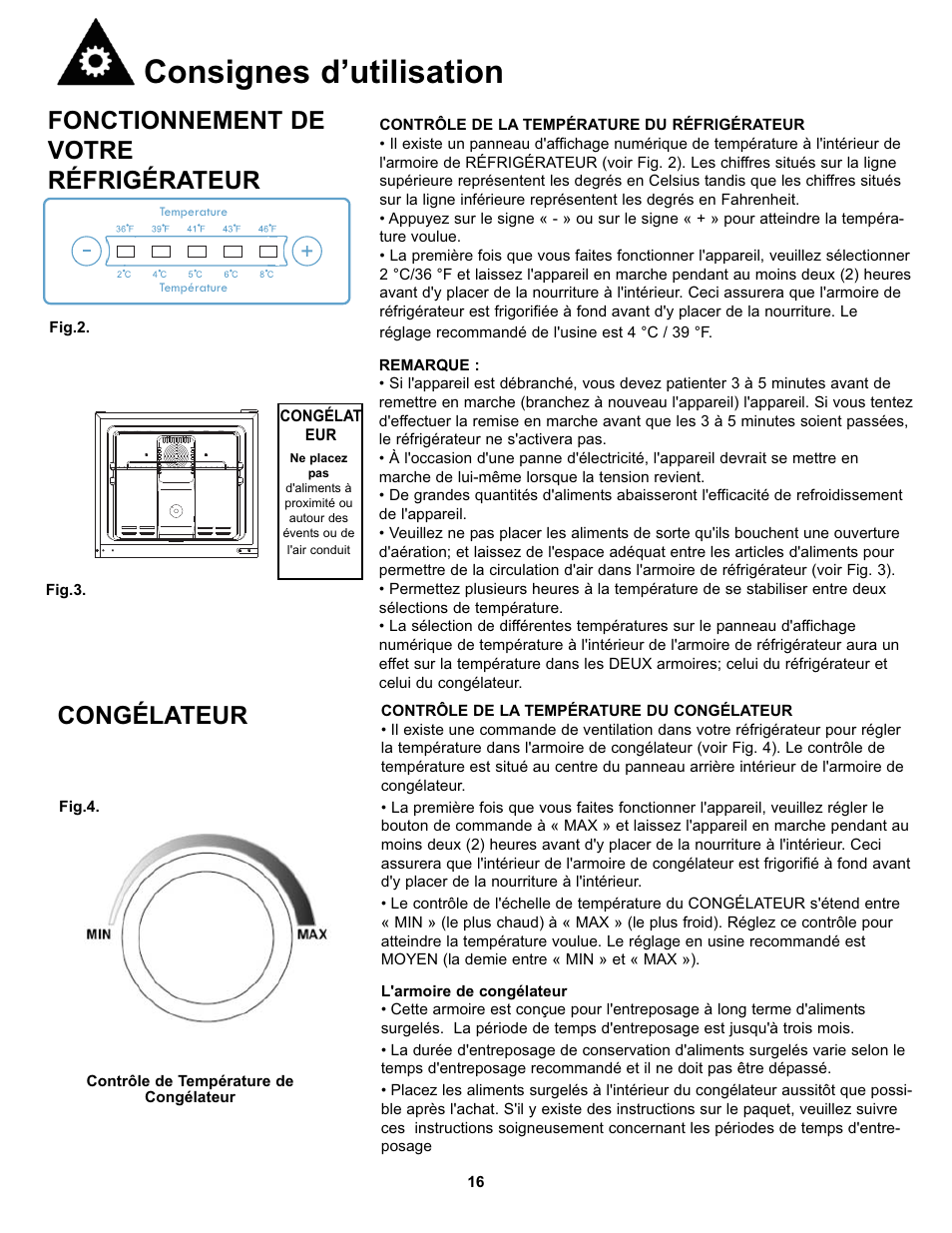 Consignes d’utilisation, Congélateur, Fonctionnement de votre réfrigérateur | Danby SYFF123C1WL User Manual | Page 18 / 32