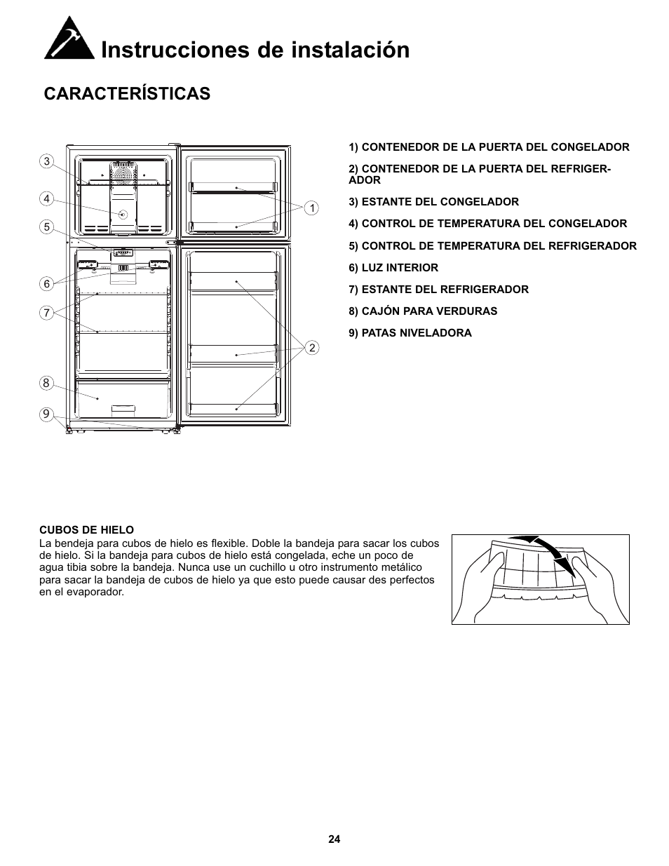 Instrucciones de instalación, Características | Danby SYFF123C1WL User Manual | Page 26 / 32