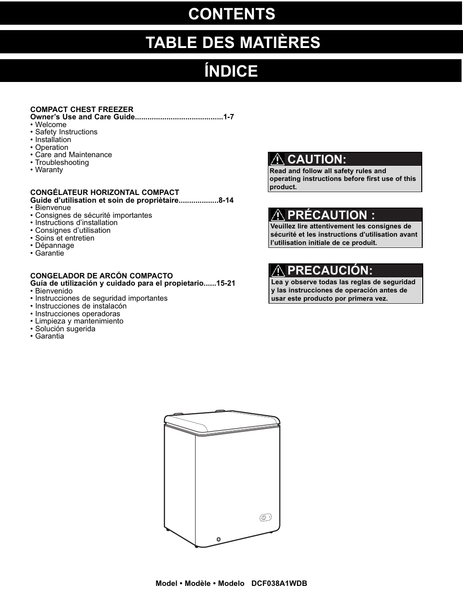 Danby DCF038A1WDB User Manual | Page 2 / 24