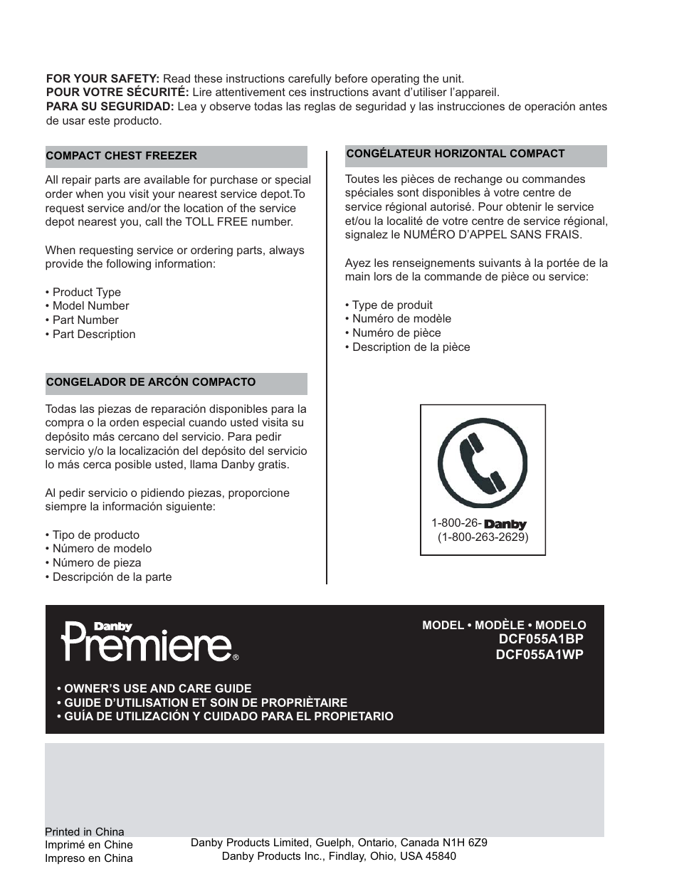 User’s manual | Danby DCF055A1WP User Manual | Page 24 / 24