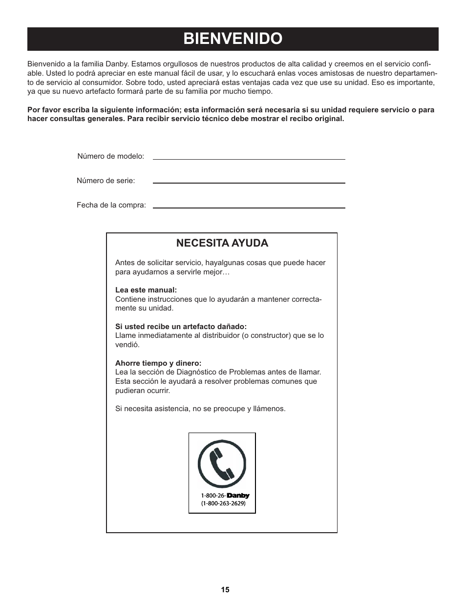 Bienvenido, Necesita ayuda | Danby DCF055A1WDB1 User Manual | Page 17 / 24