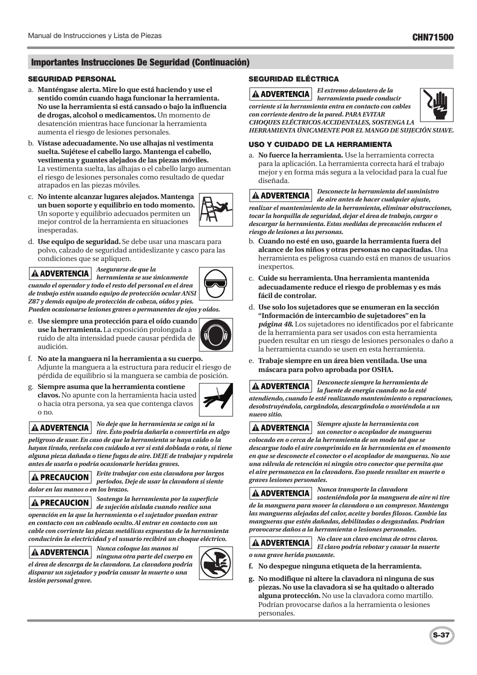 Campbell Hausfeld IN730100AV User Manual | Page 37 / 48