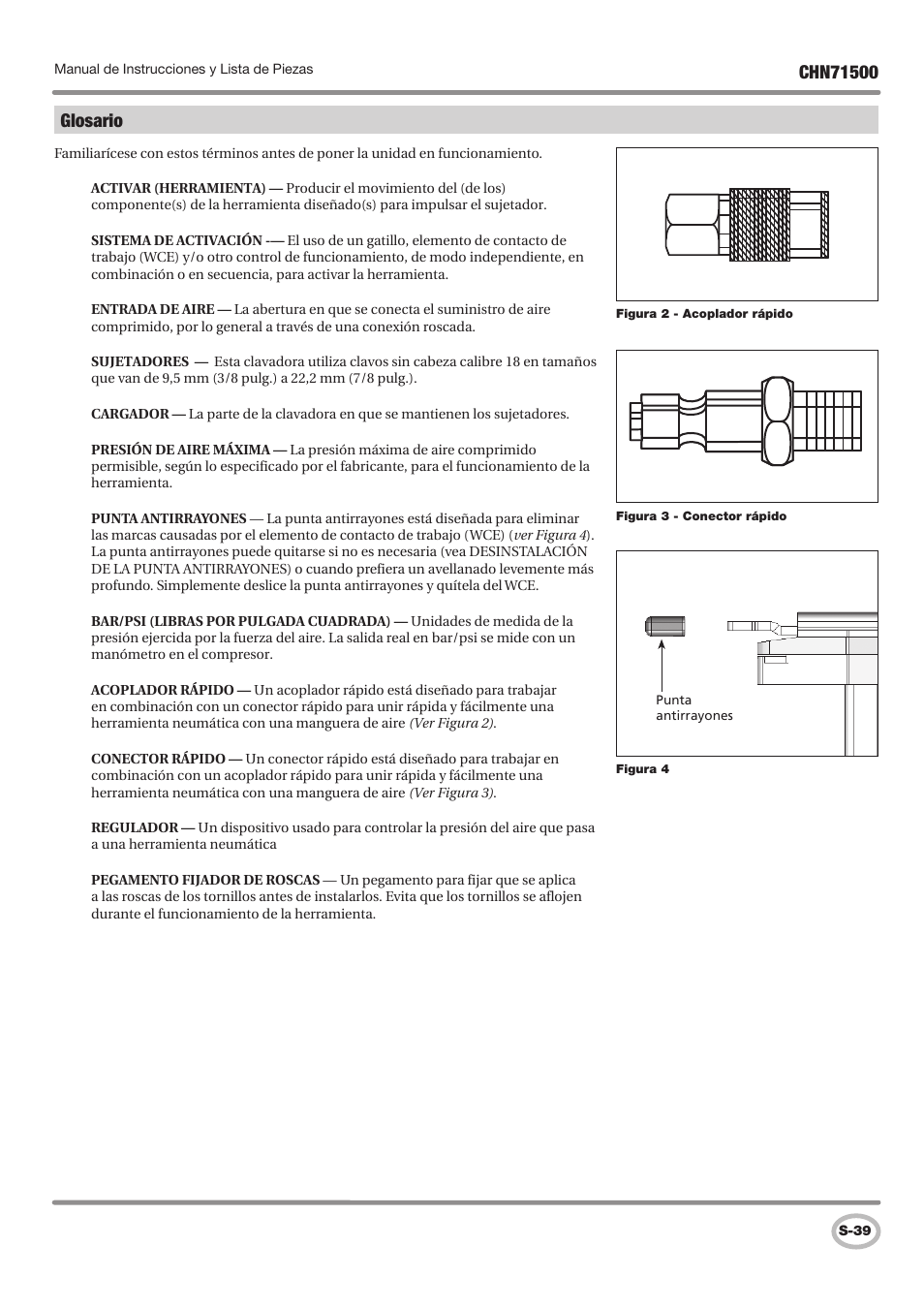 Glosario | Campbell Hausfeld IN730100AV User Manual | Page 39 / 48