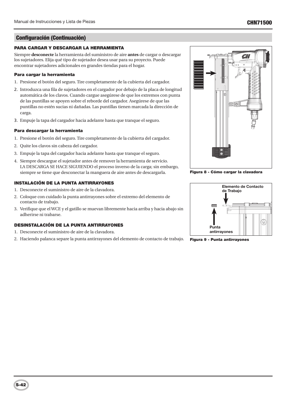 Configuración (continuación) | Campbell Hausfeld IN730100AV User Manual | Page 42 / 48