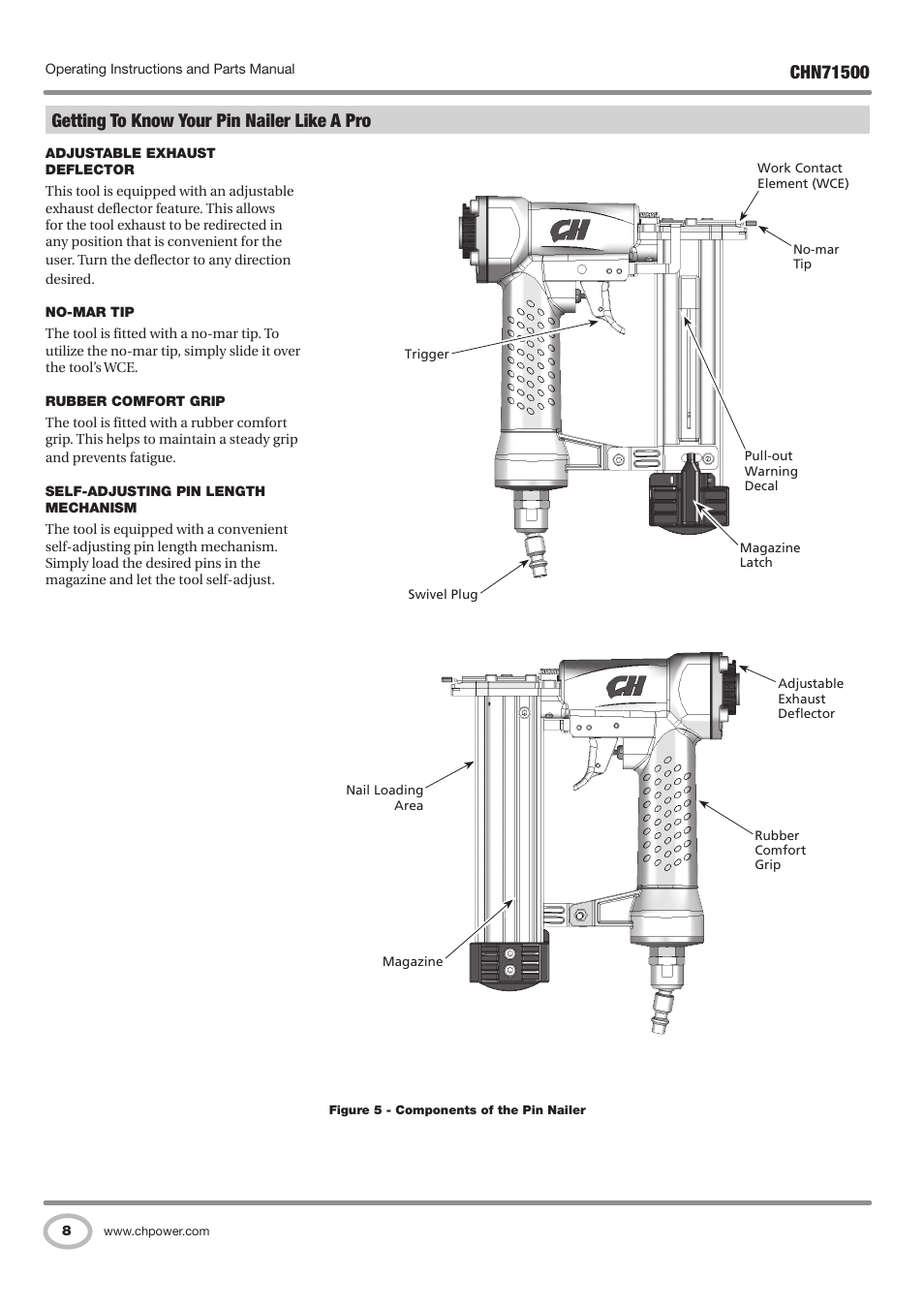 Getting to know your pin nailer like a pro | Campbell Hausfeld IN730100AV User Manual | Page 8 / 48