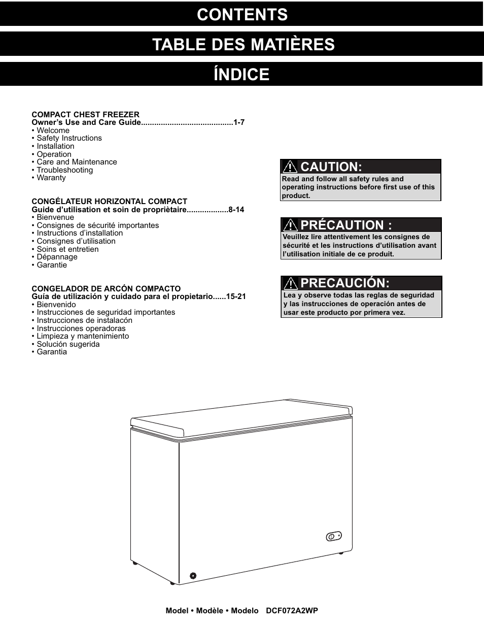 Danby DCF072A2WP User Manual | Page 2 / 24