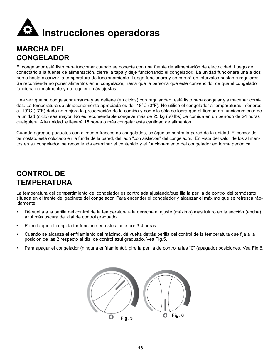 Instrucciones operadoras, Marcha del congelador, Control de temperatura | Danby DCF081A1WDD User Manual | Page 20 / 24