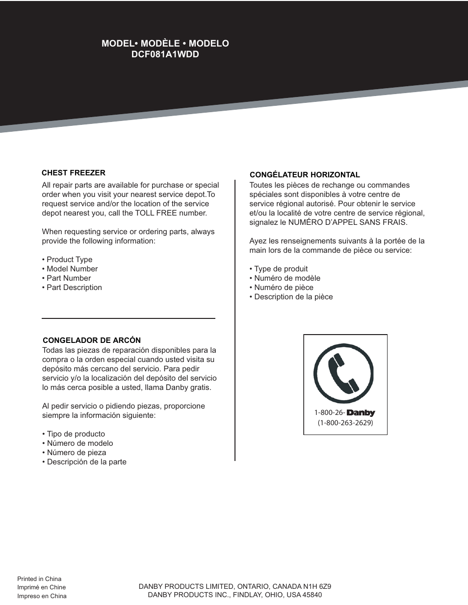 Danby DCF081A1WDD User Manual | Page 24 / 24