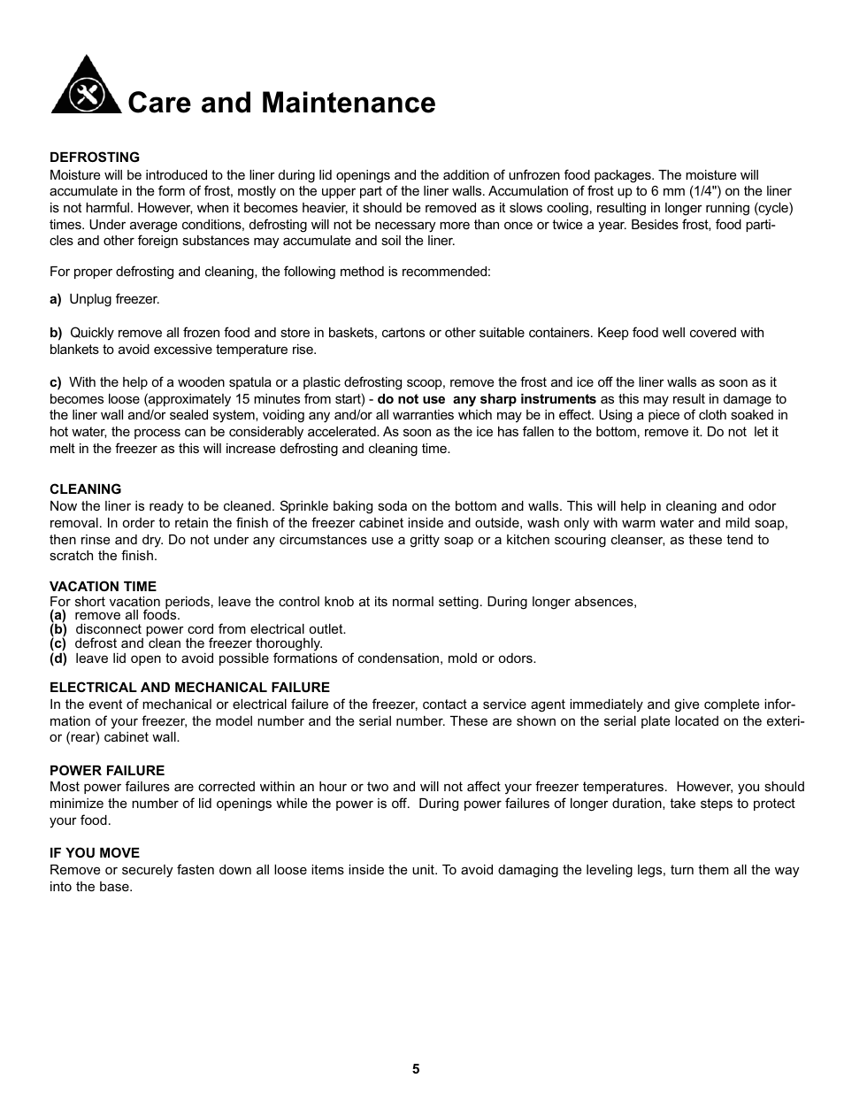 Care and maintenance | Danby DCF081A1WDD User Manual | Page 7 / 24