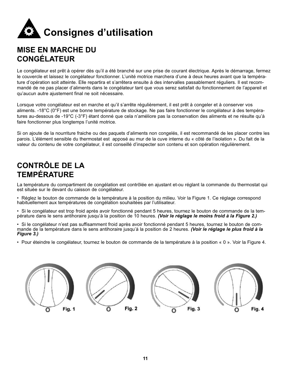 Consignes d’utilisation, Mise en marche du congélateur, Contrôle de la température | Danby DCF096A1WDD1 User Manual | Page 13 / 24