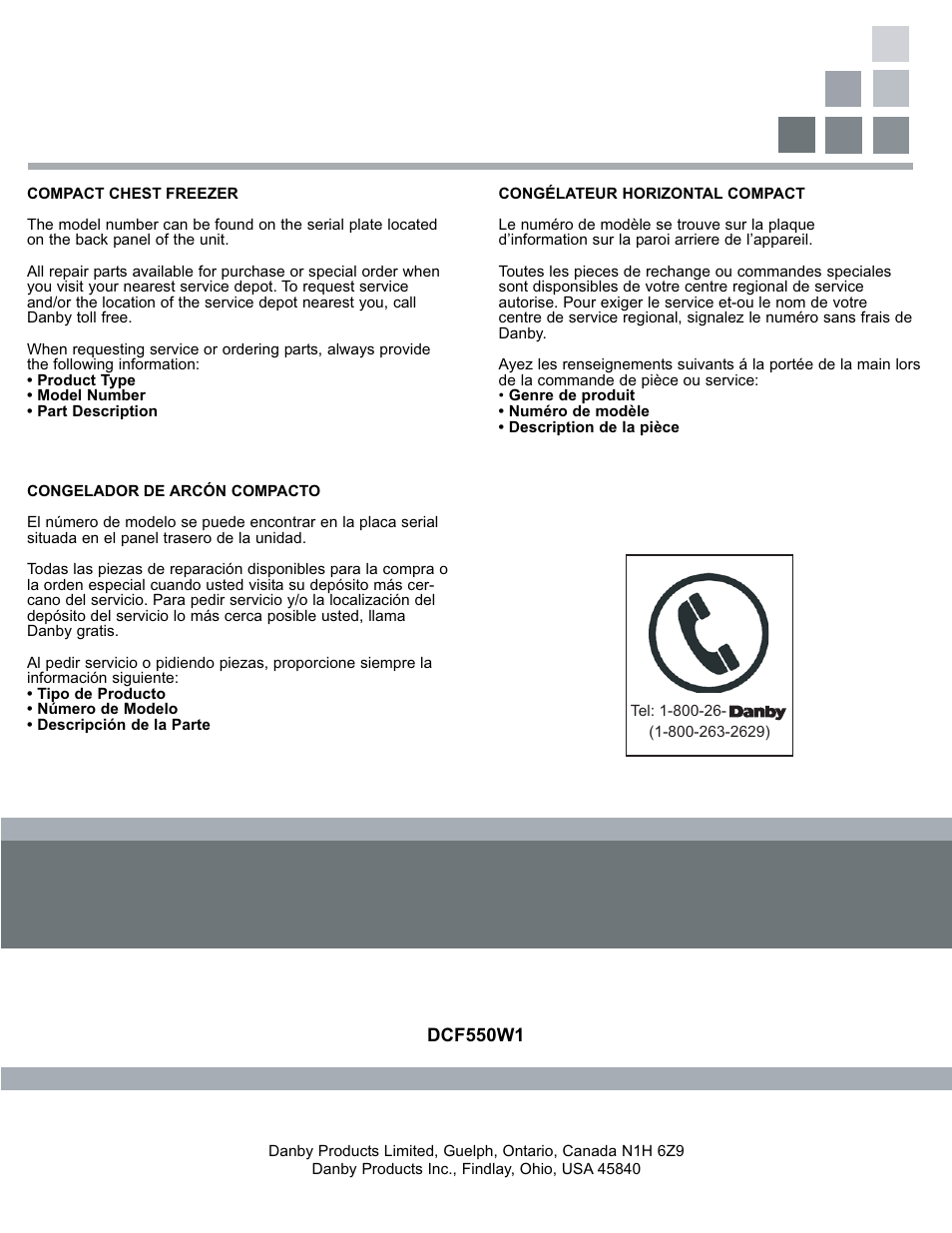 Danby DCF550W User Manual | Page 24 / 24