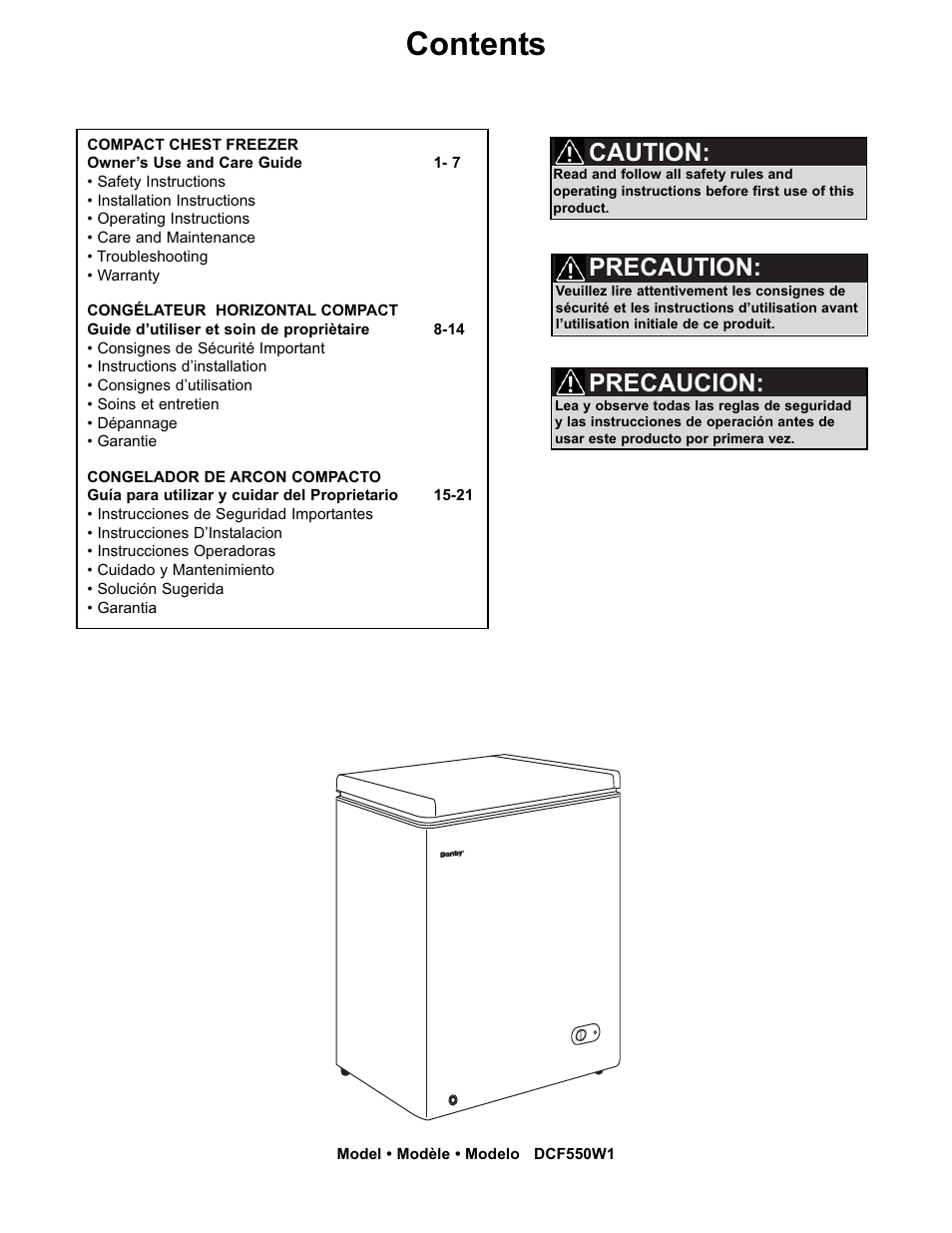 Danby DCF550W1 User Manual | Page 2 / 24