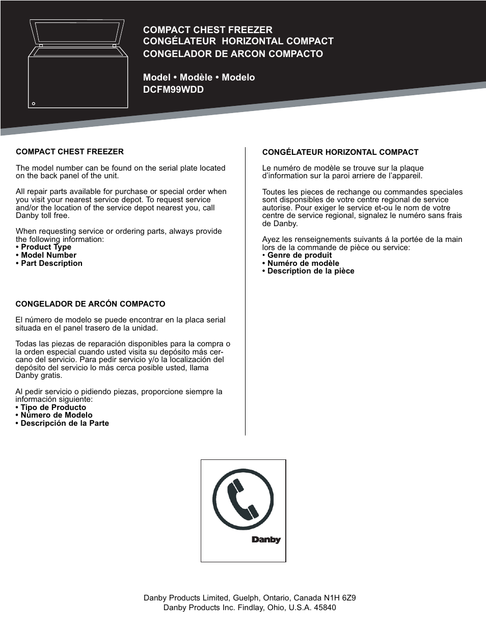 Danby DCFM99WDD User Manual | Page 21 / 21