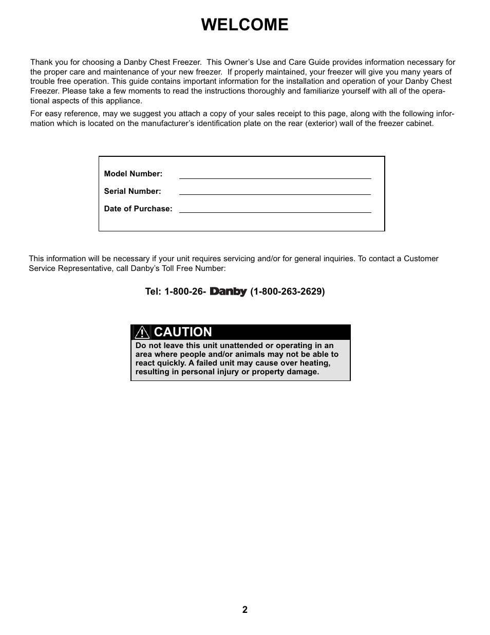 Welcome, Caution | Danby DCFM99WDD User Manual | Page 3 / 21