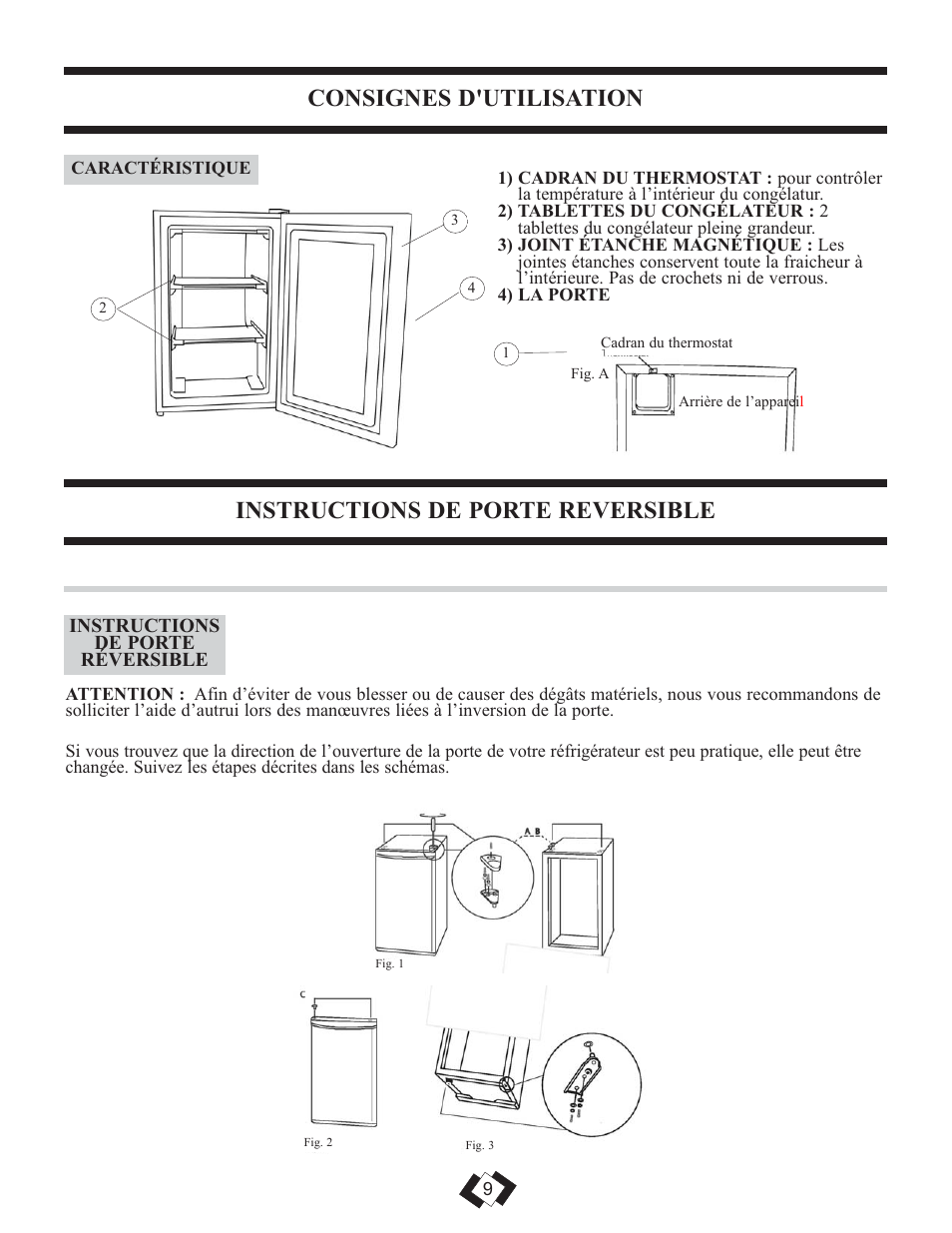 Consignes d'utilisation, Instructions de porte reversible | Danby DUFM032A1WDB User Manual | Page 11 / 21