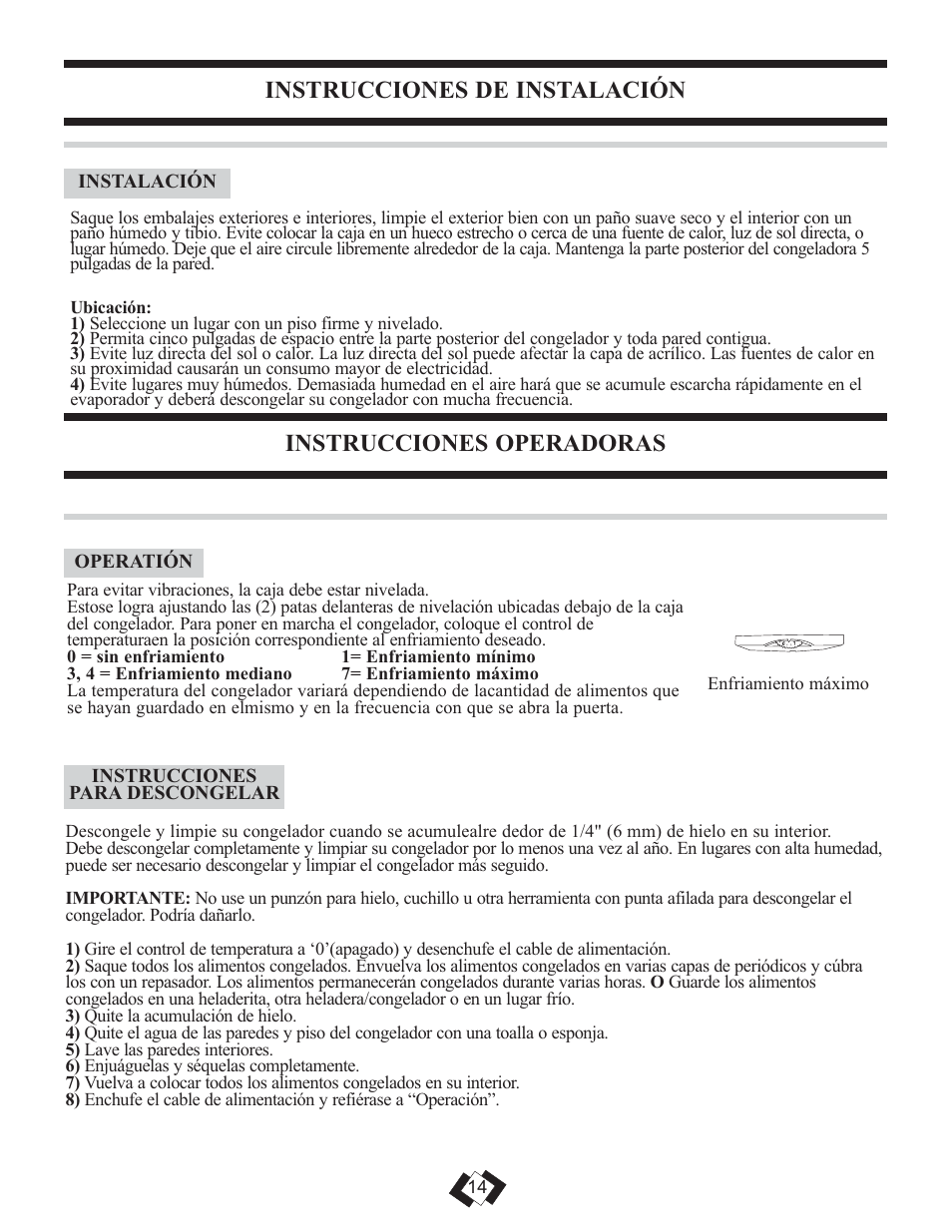 Instrucciones operadoras, Instrucciones de instalación | Danby DUFM043A1WDD User Manual | Page 16 / 21