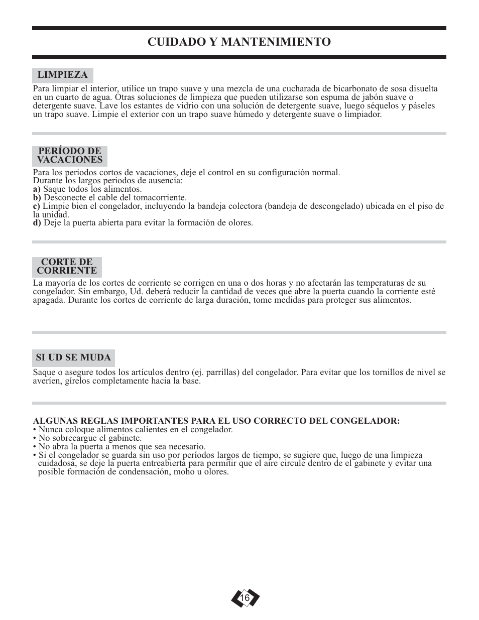 Cuidado y mantenimiento | Danby DUFM043A1WDD User Manual | Page 18 / 21