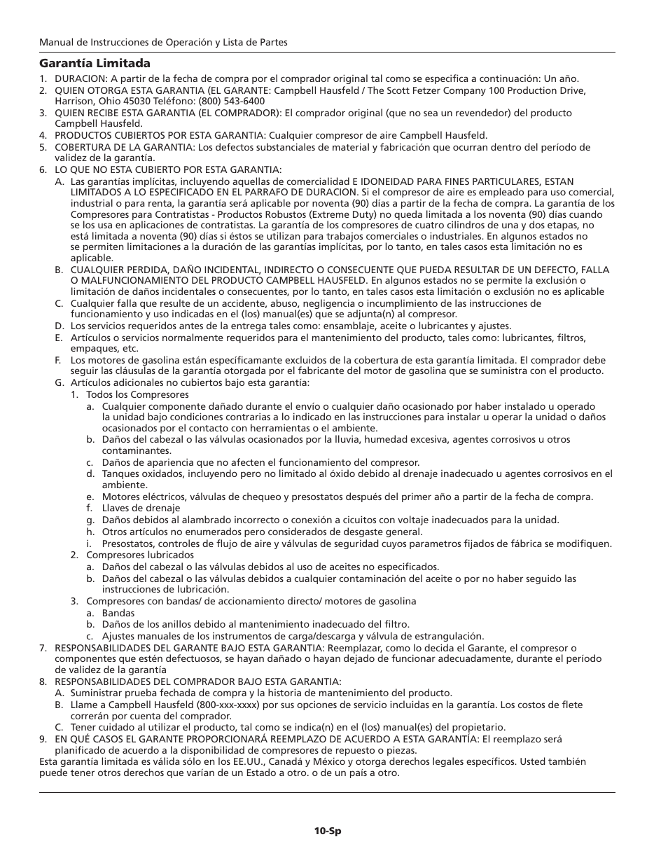 Campbell Hausfeld FP2601 User Manual | Page 30 / 32