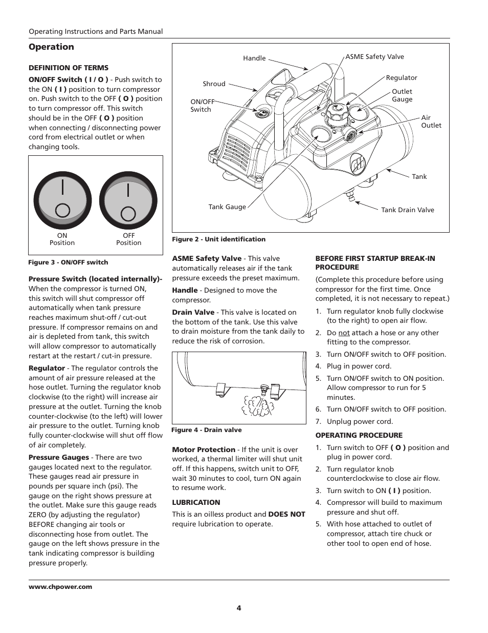 Operation | Campbell Hausfeld FP2601 User Manual | Page 4 / 32