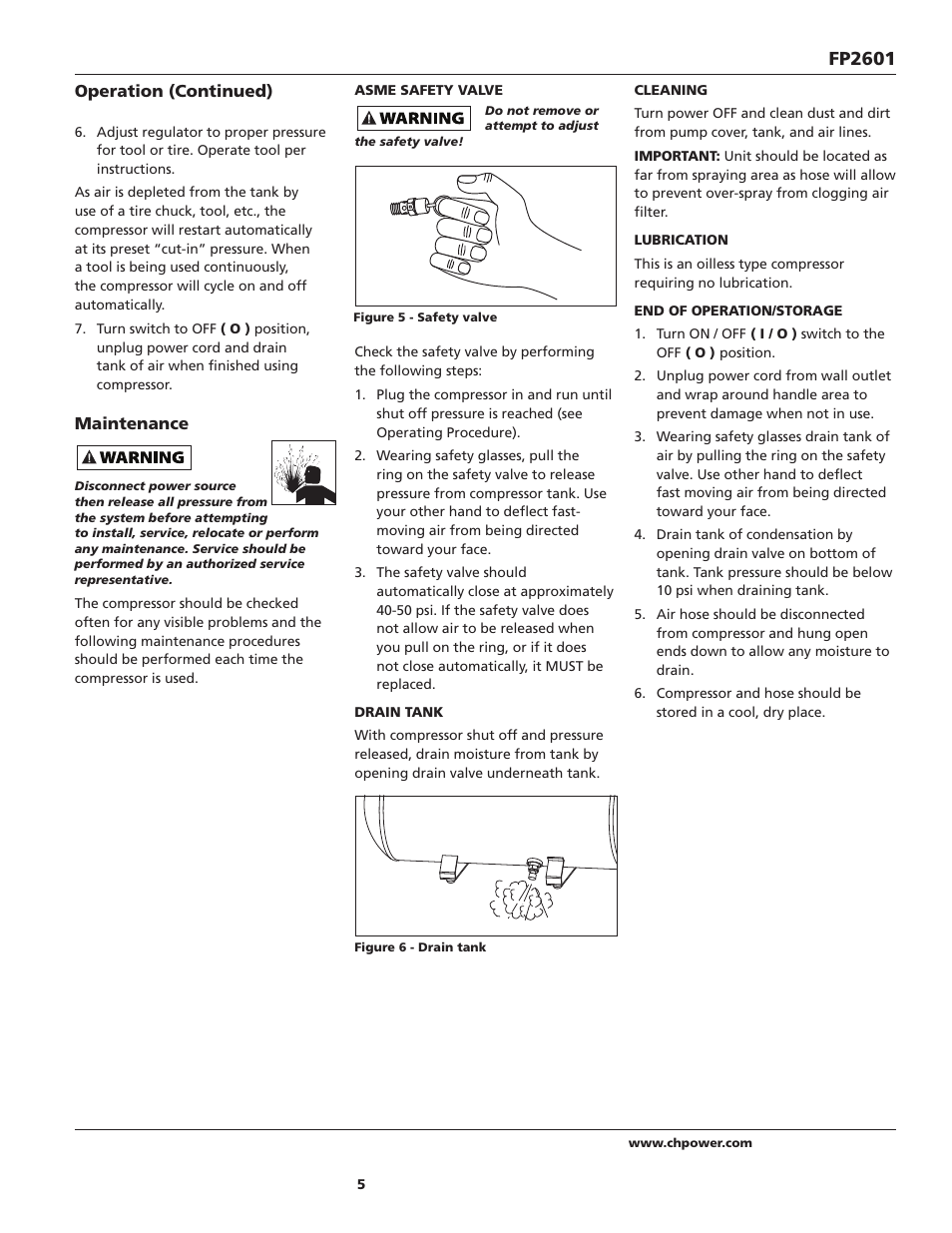 Fp2601 | Campbell Hausfeld FP2601 User Manual | Page 5 / 32